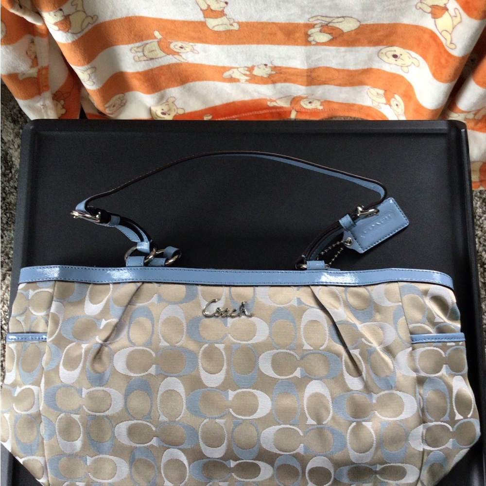 Coach Beige and Blue Handbag